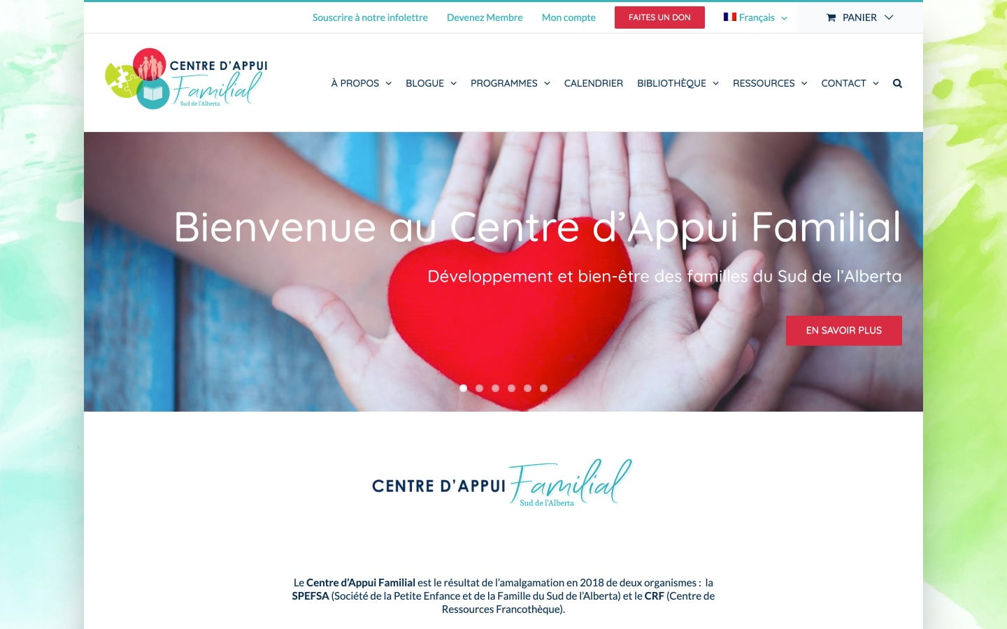 Centre d'Appui Familial Website Screenshot | Creative Elements Consulting