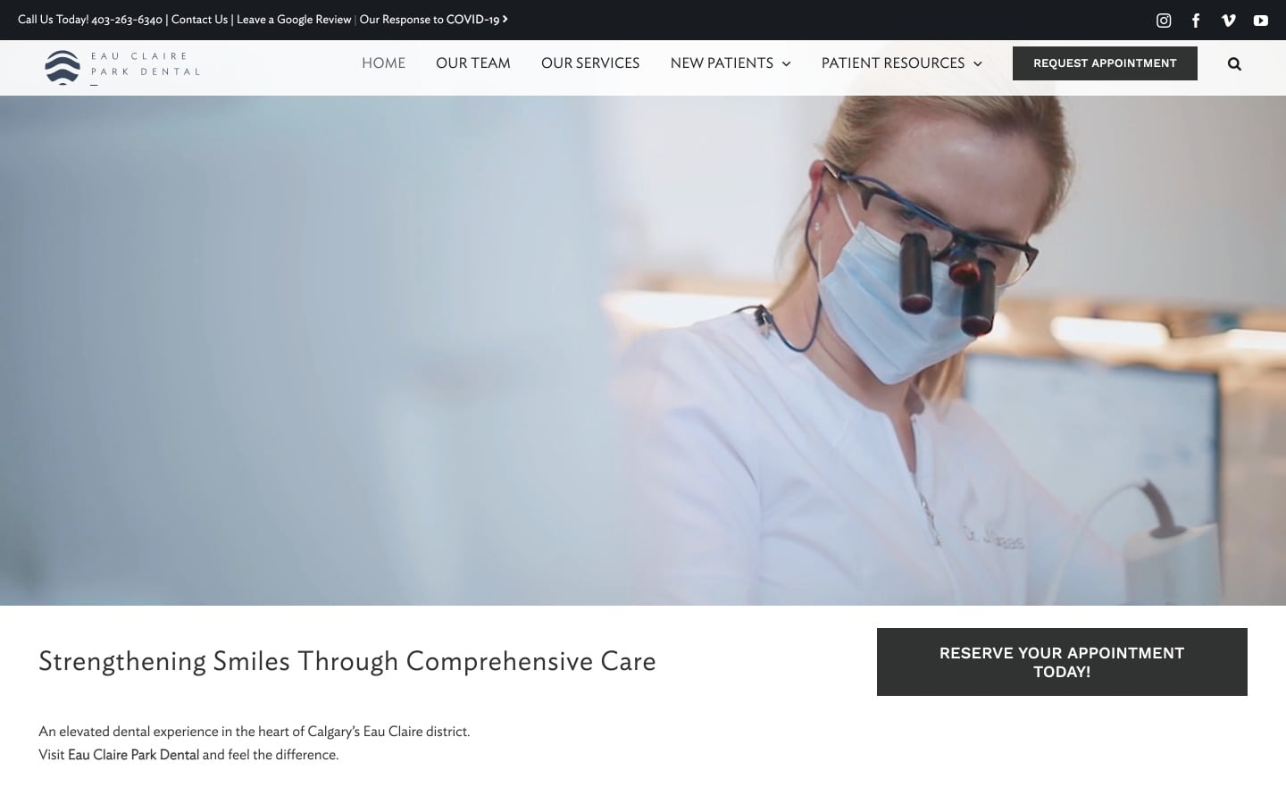 Eau Claire Park Dental Website Screenshot | Creative Elements Consulting