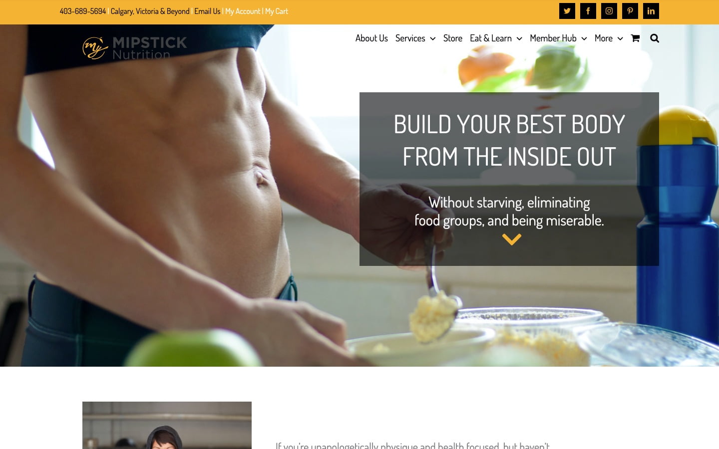 Mipstick Nutrition Website Screenshot | Creative Elements Consulting