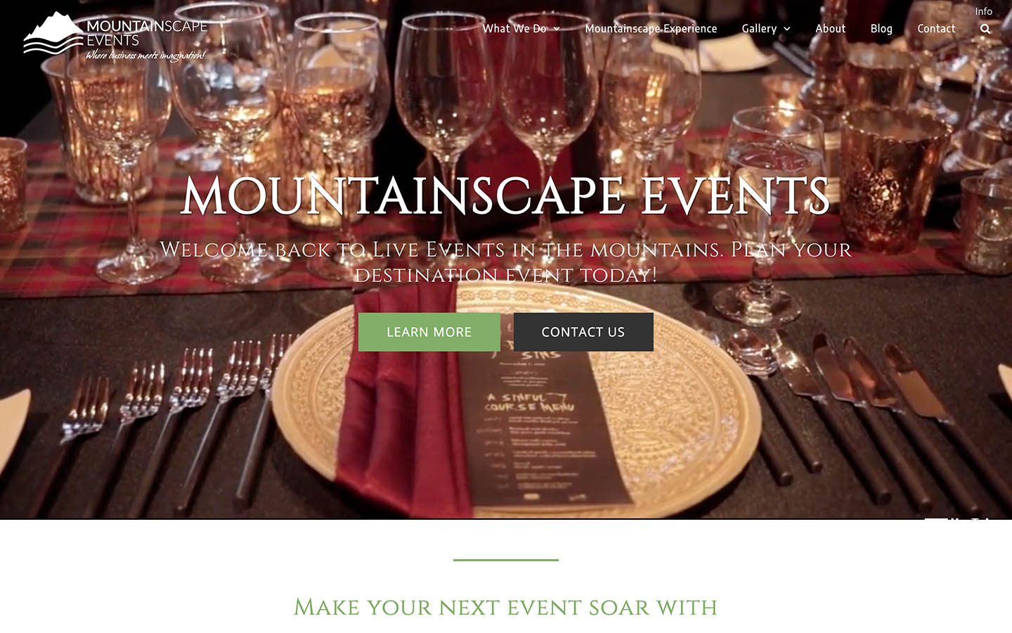 Mountainscape Events Website Screenshot | Creative Elements Consulting