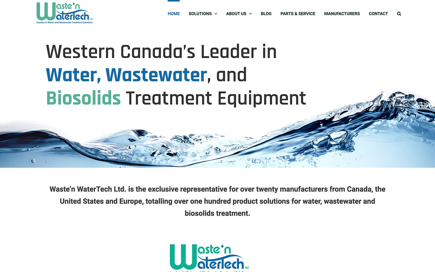 Waste'n WaterTech Website Screenshot | Creative Elements Consulting