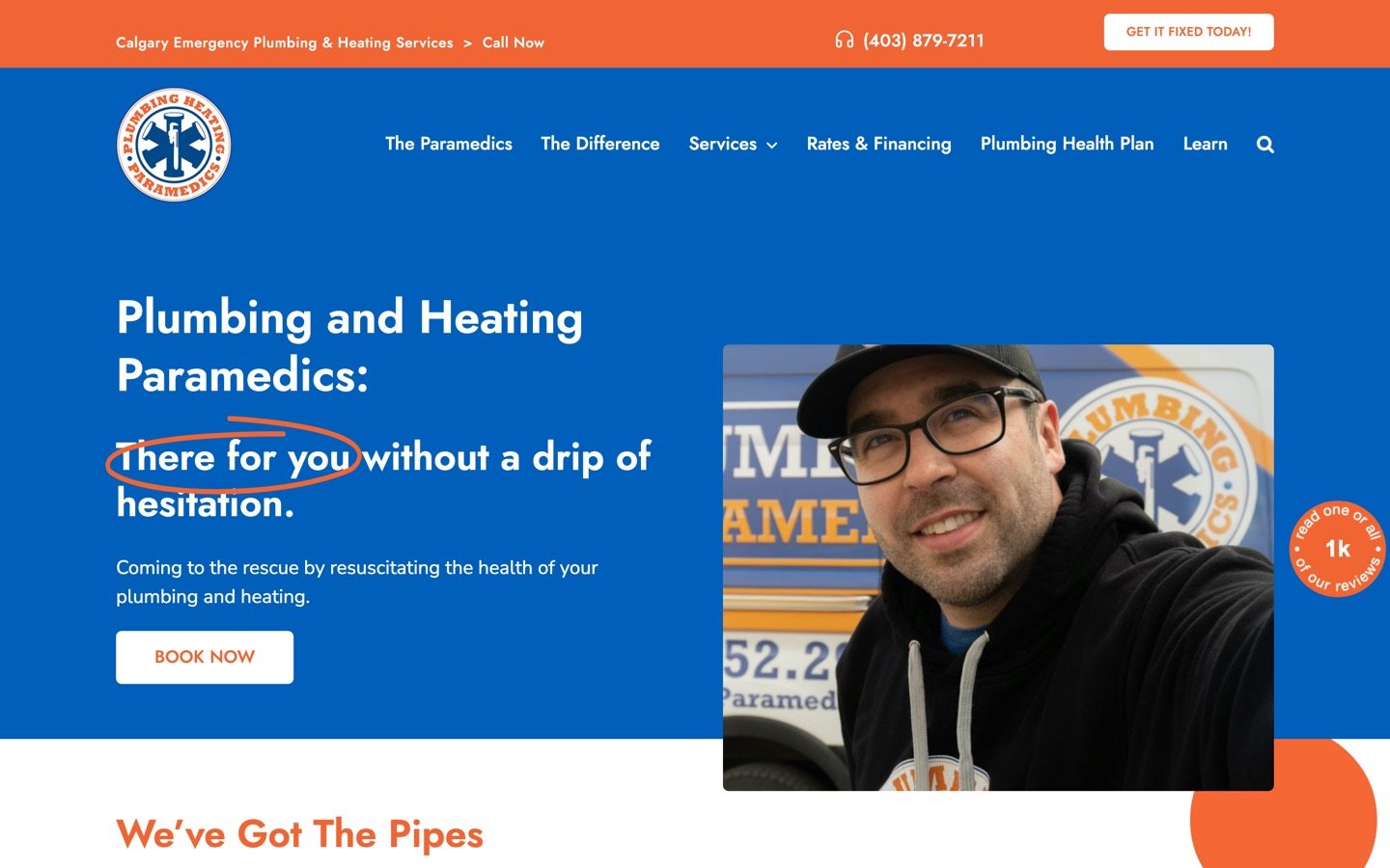 Plumbing And Heating Paramedics Website Screenshot | Creative Elements Consulting