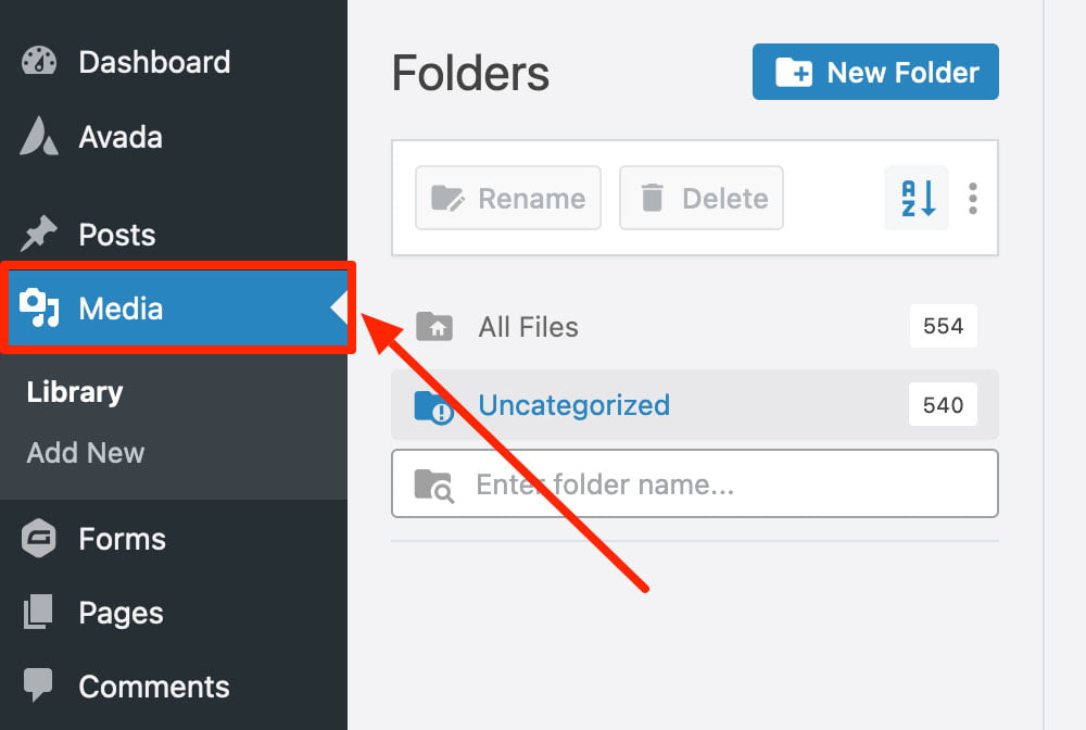 WordPress Media Library Menu