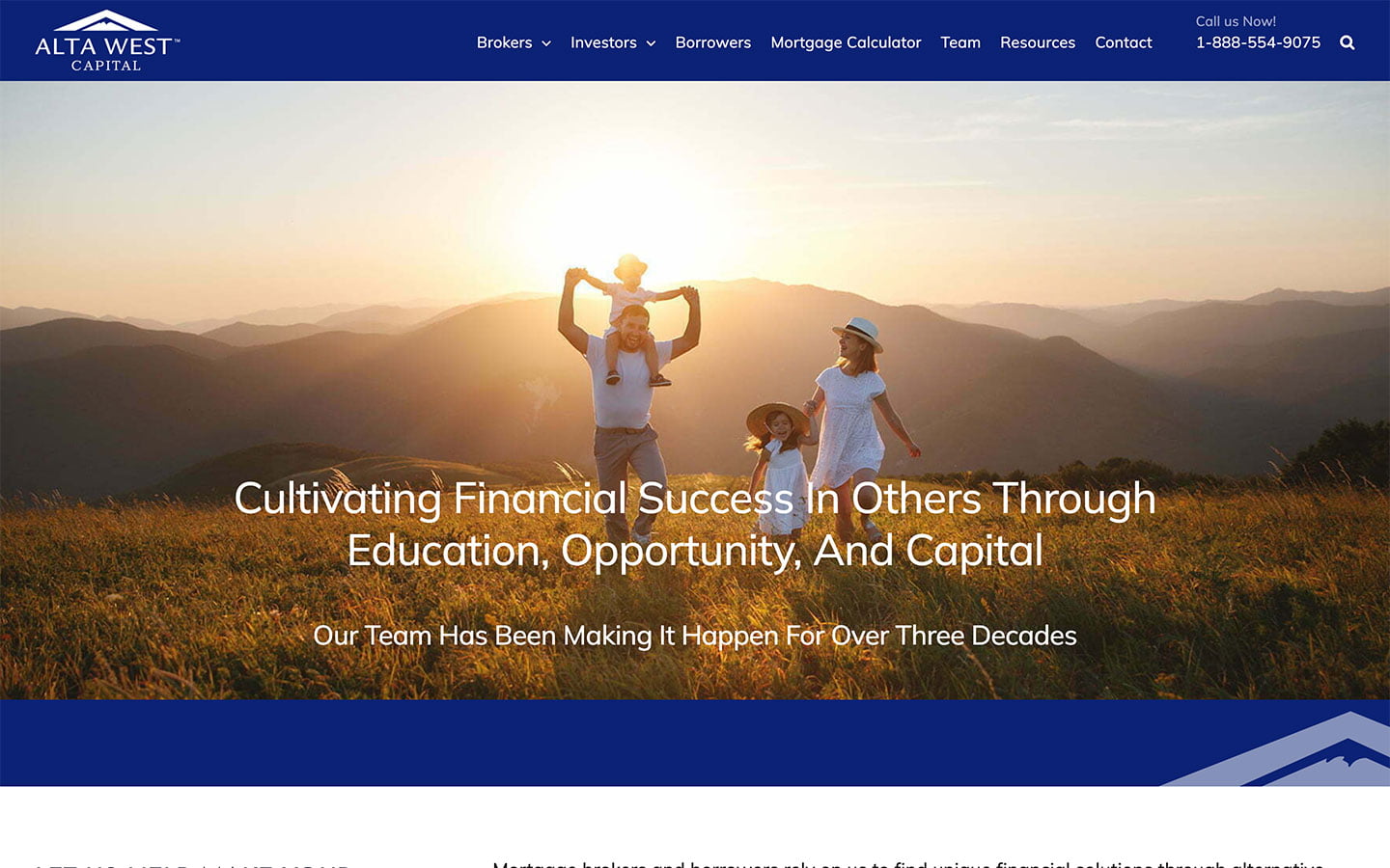 Alta West Capital Website Screenshot | Creative Elements Consulting