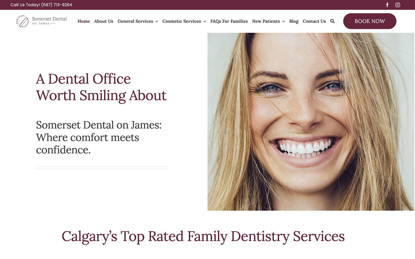 Somerset Dental On James Website Screenshot | Creative Elements Consulting